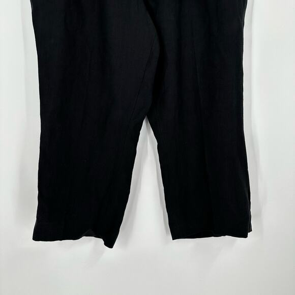 Talbots Heritage Pants Linen Petite Black Elastic Capri Pockets - Picture 3 of 13